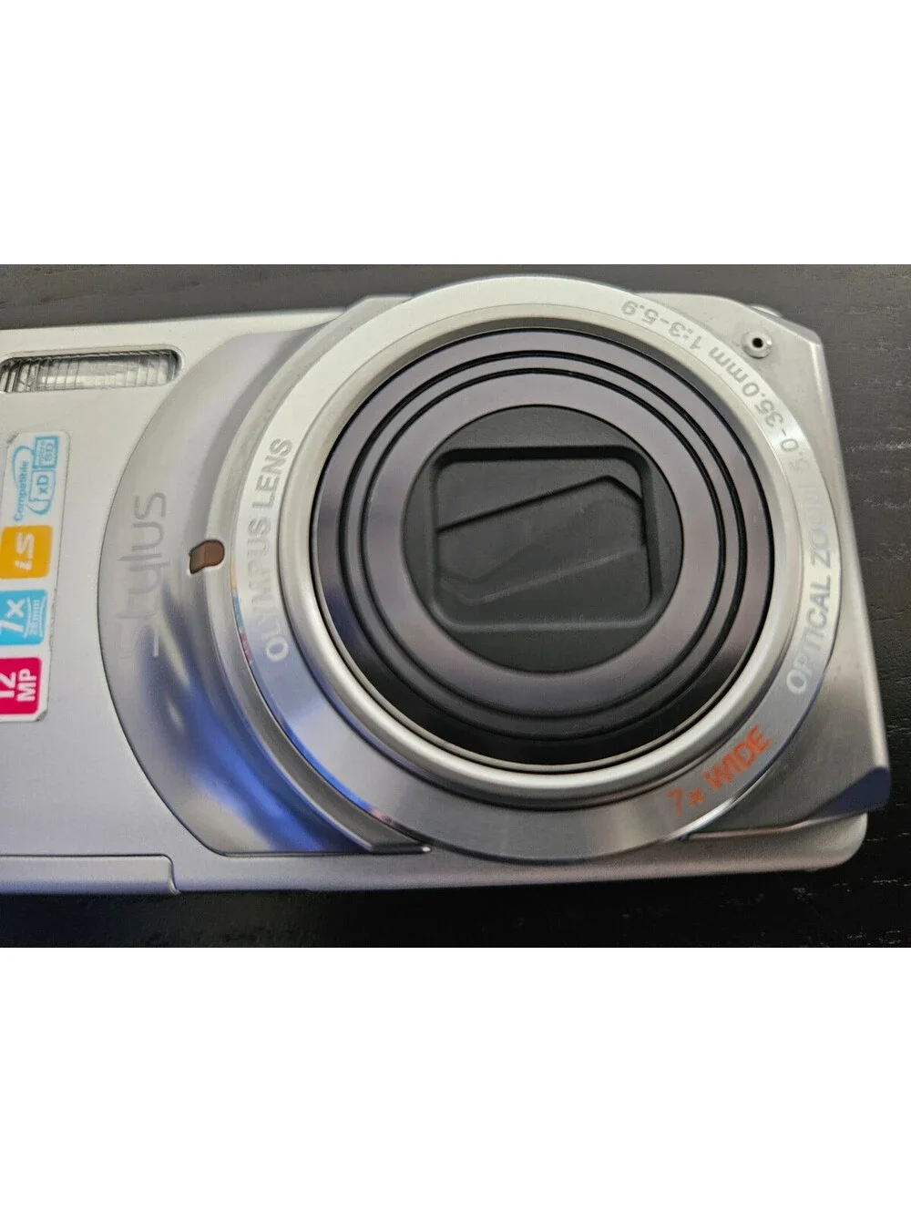 Olympus Stylus 7010 12MP Digital Camera Silver 2GB Memory Card TESTED & WORKS